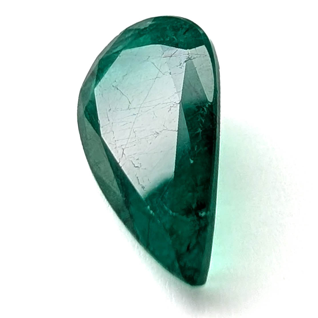 Emerald faceted pear cut gemstone, 2.62ct, alternate angle, view 6 of 9