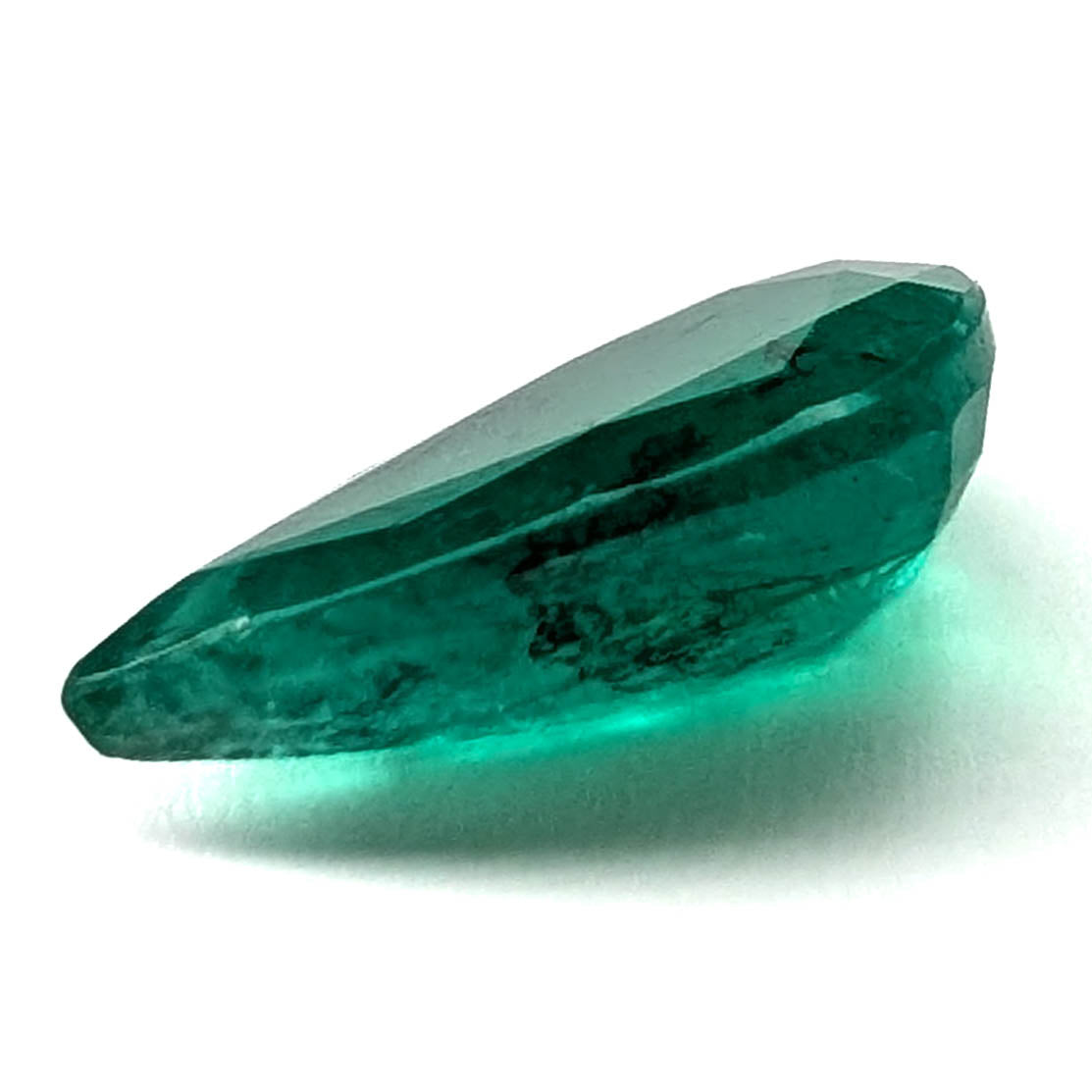 Emerald faceted pear cut gemstone, 2.62ct, alternate angle, view 7 of 9