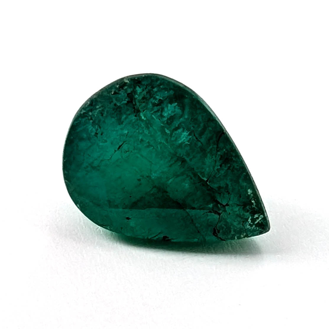 Emerald faceted pear cut gemstone, 2.66ct, main view, view 1 of 13