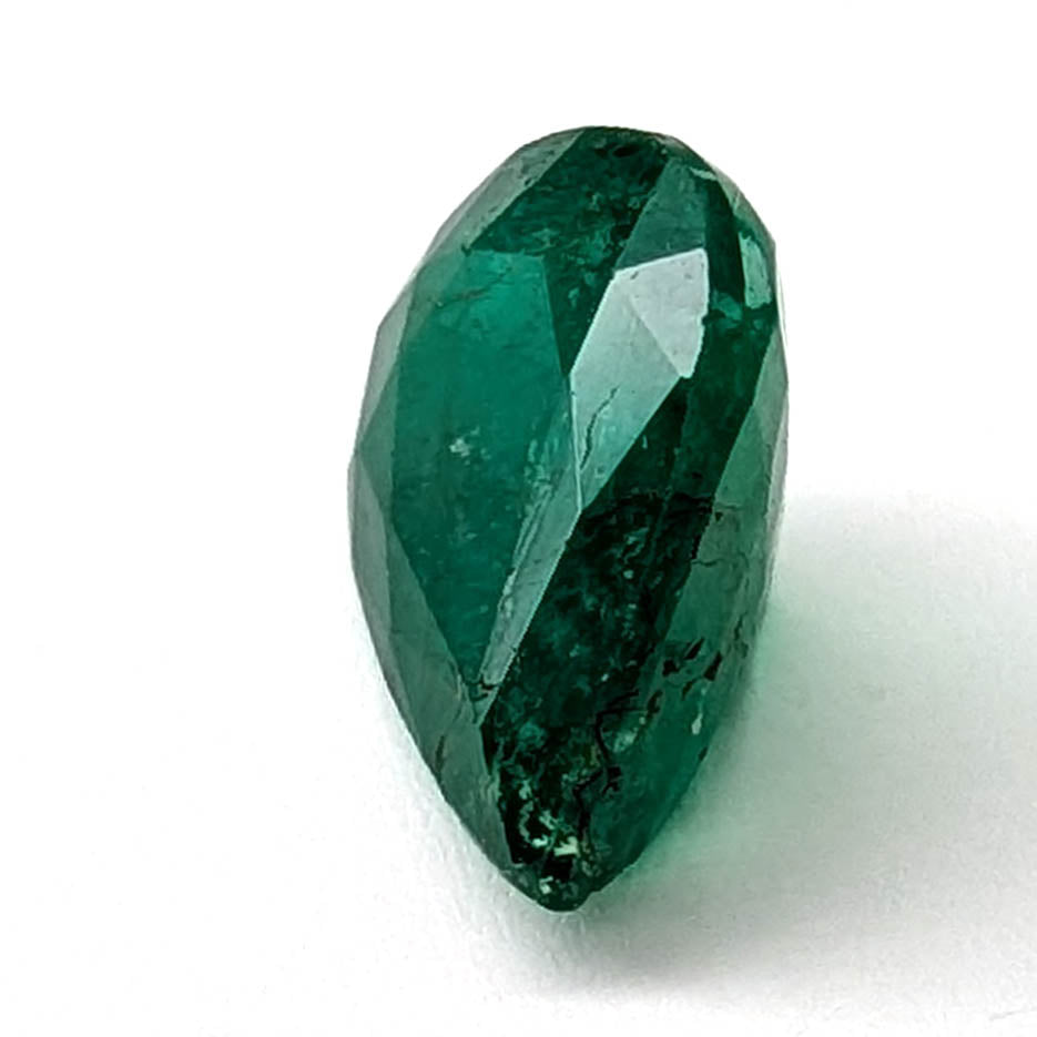 Emerald faceted pear cut gemstone, 2.66ct, alternate angle, view 5 of 13