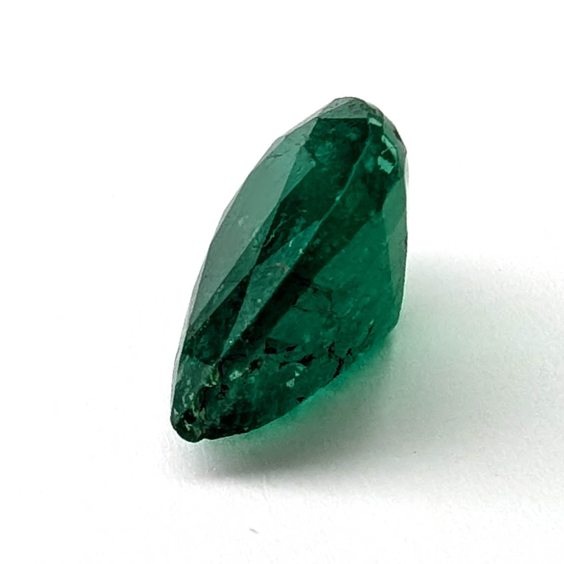 Emerald faceted pear cut gemstone, 2.66ct, alternate angle, view 6 of 13