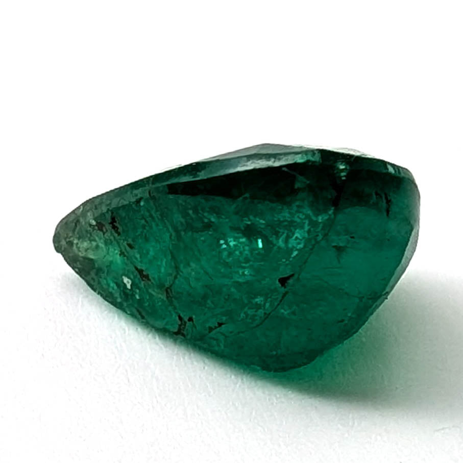 Emerald faceted pear cut gemstone, 2.66ct, alternate angle, view 7 of 13