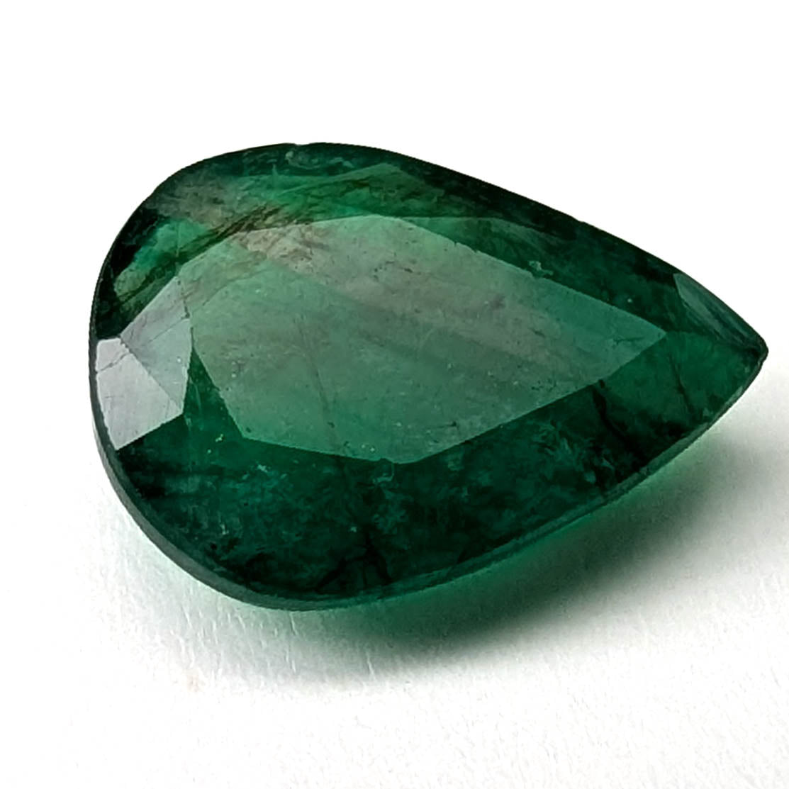 Emerald faceted pear cut gemstone, 2.80ct, main view, view 1 of 13