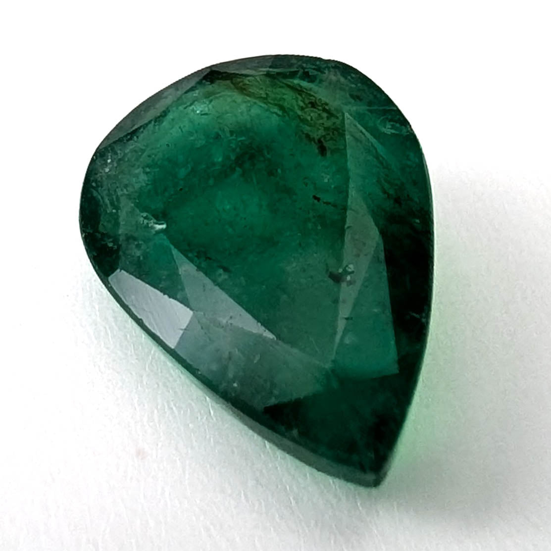 Emerald faceted pear cut gemstone, 2.80ct, alternate angle, view 4 of 13