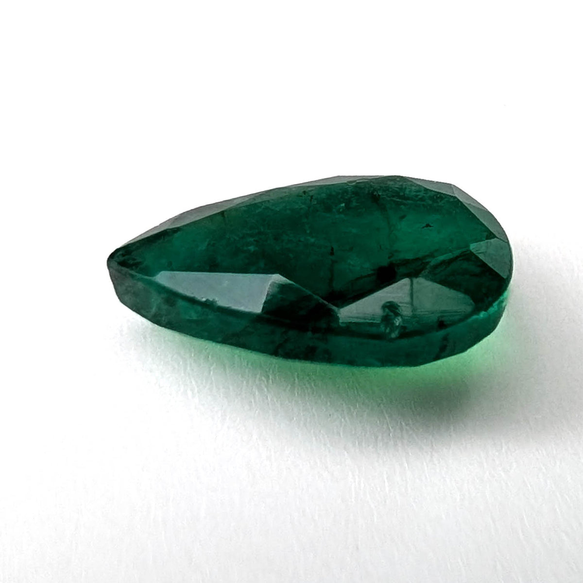 Emerald faceted pear cut gemstone, 2.80ct, alternate angle, view 7 of 13