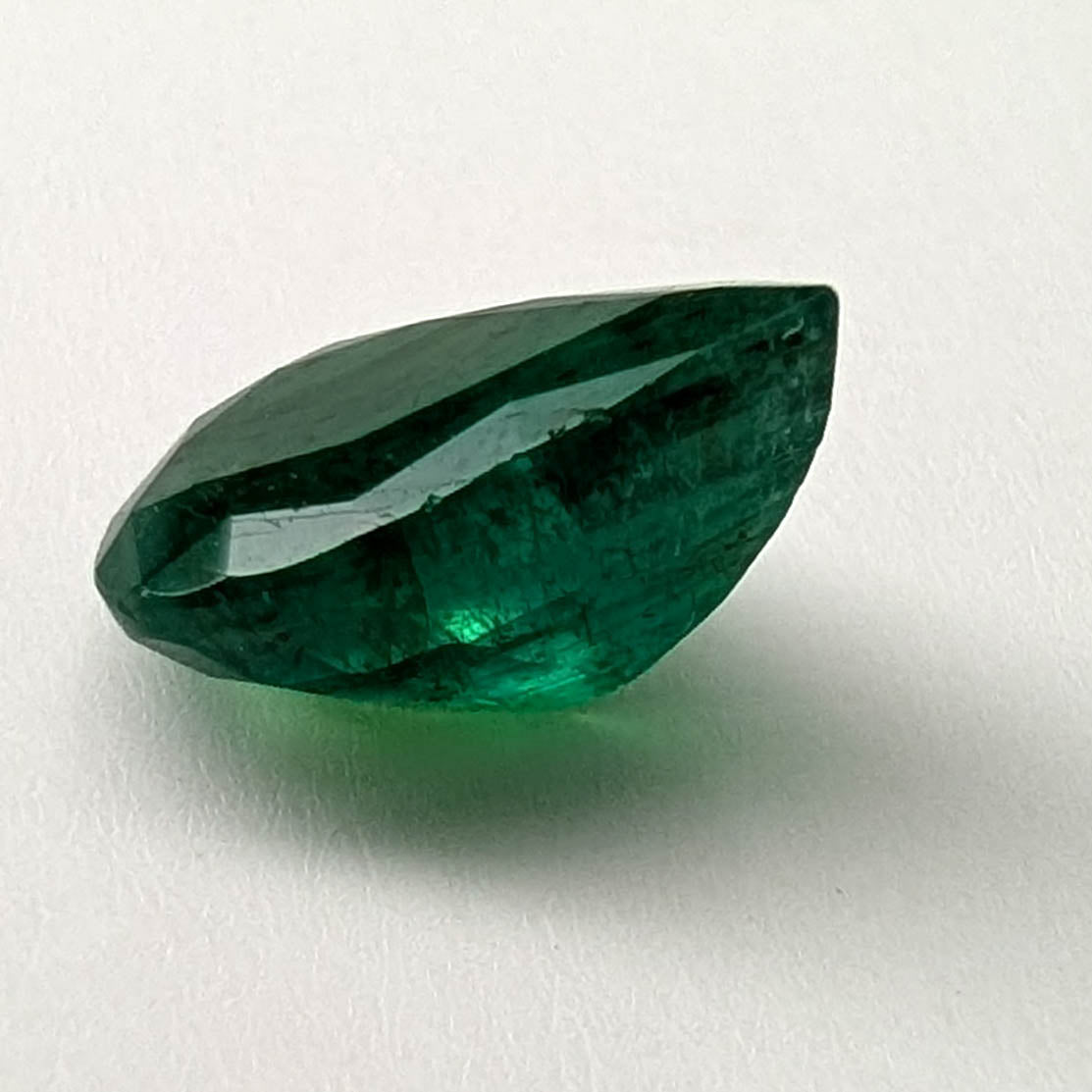Emerald faceted pear cut gemstone, 2.82ct, alternate angle, view 7 of 12