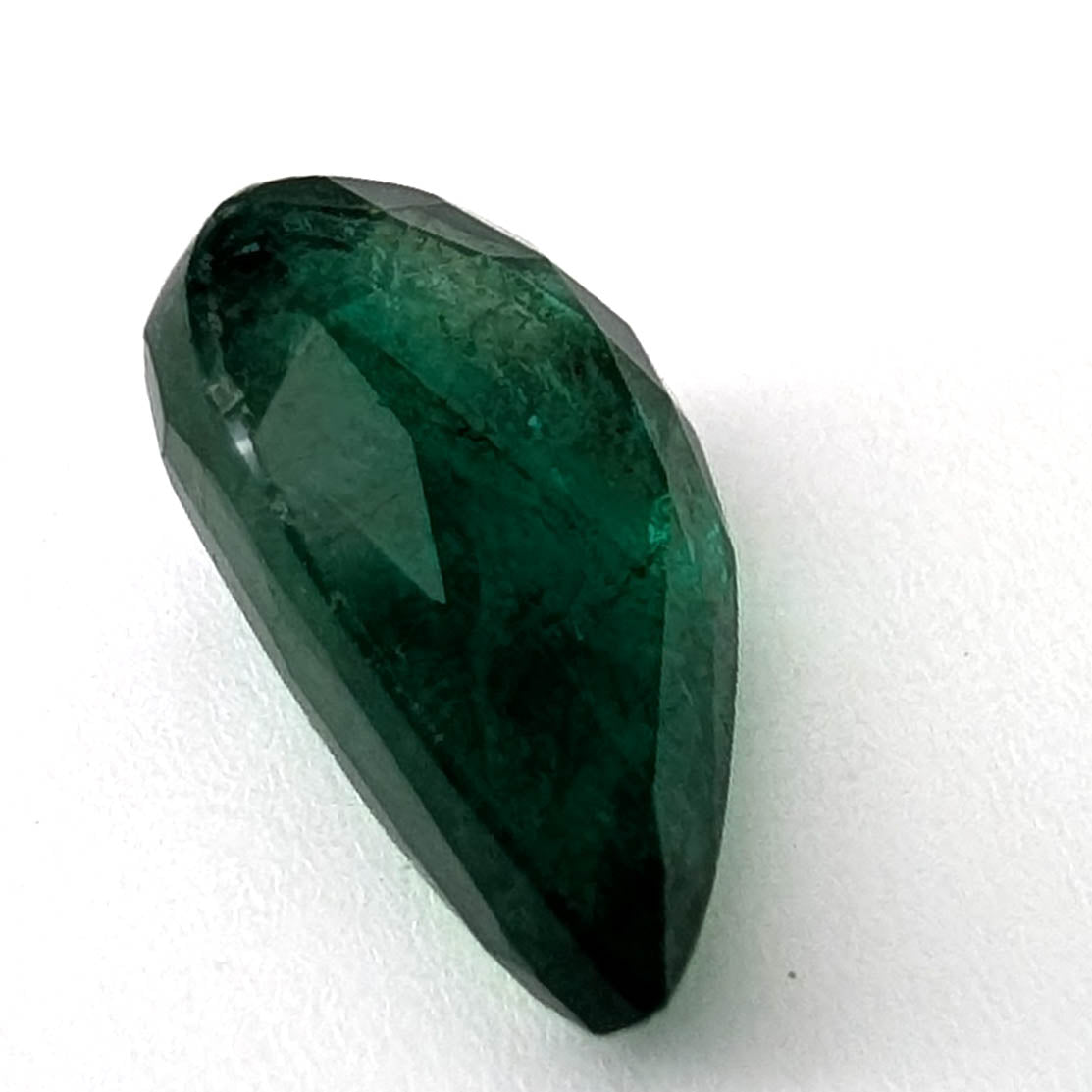 Emerald faceted pear cut gemstone, 3.50ct, alternate angle, view 6 of 11