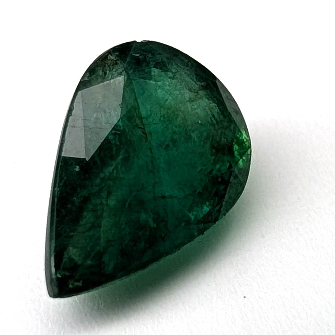 Emerald faceted pear cut gemstone, 3.50ct, alternate angle, view 7 of 11