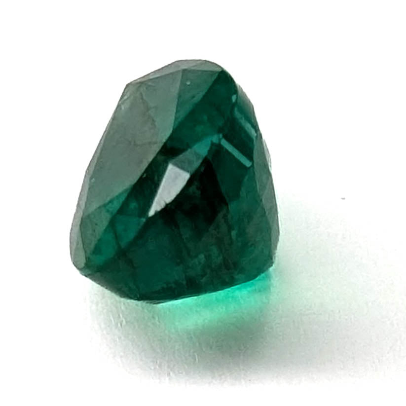 Emerald faceted pear cut gemstone, 3.92ct, alternate angle, view 5 of 12