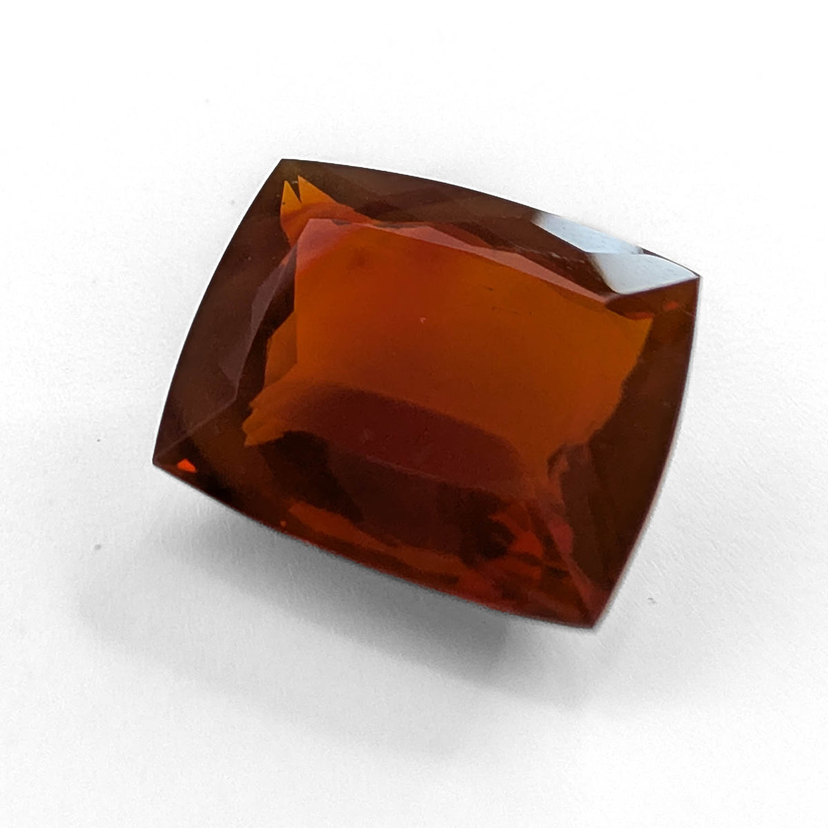 Fire Opal faceted cushion gemstone, 13.61ct, view 1 of 8