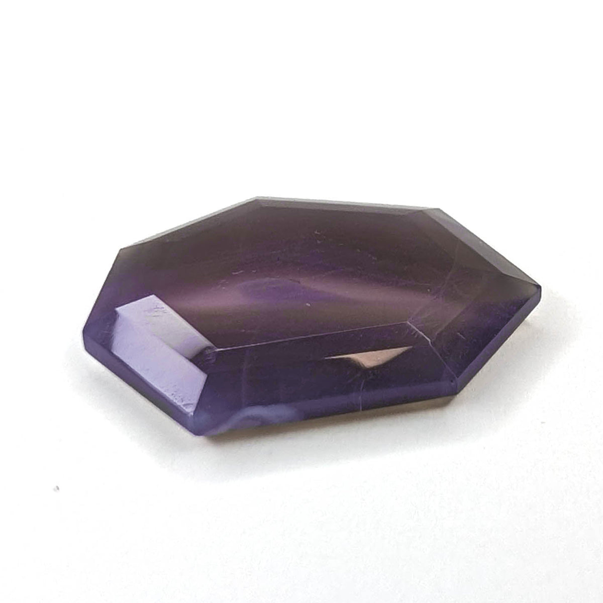Holly Blue agate faceted freeform step tablet cut gemstone, 12.43ct, from Holley, Oregon, view 3 of 13