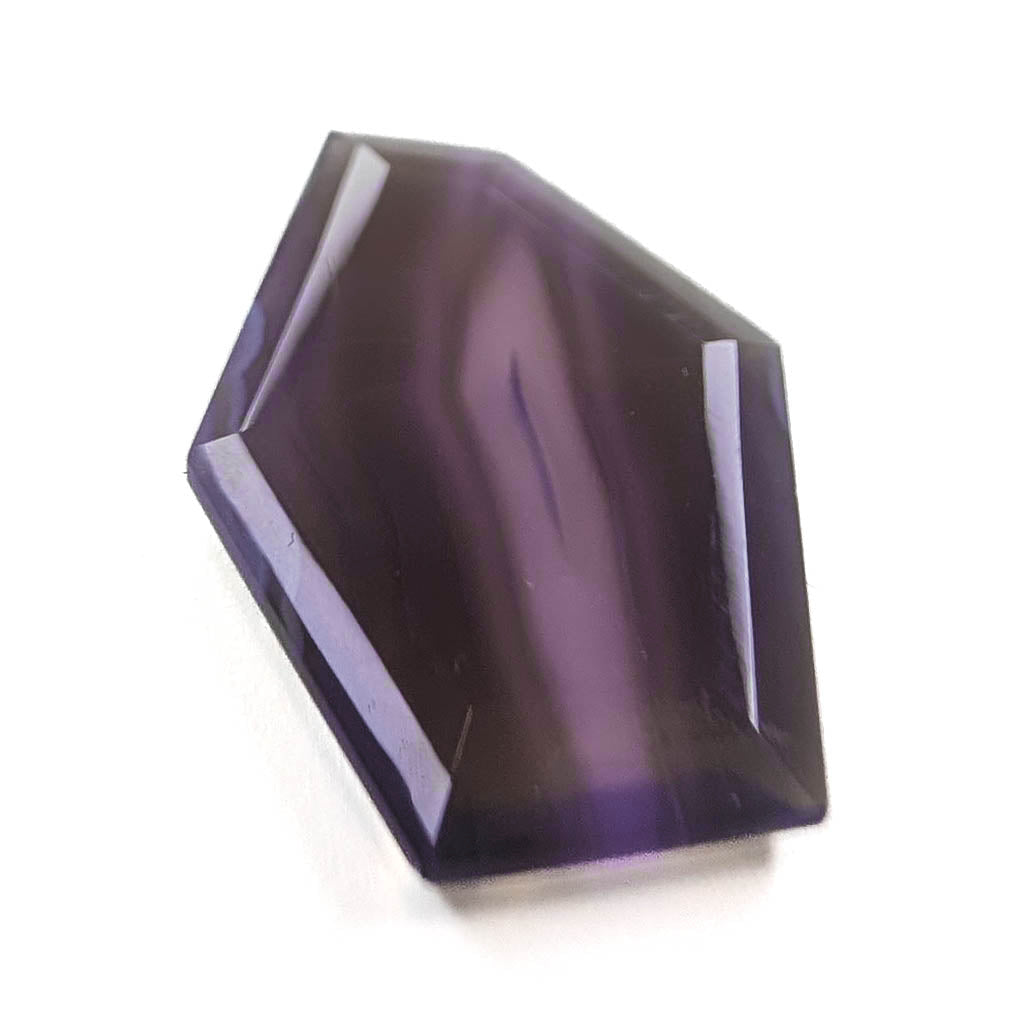 Holly Blue agate faceted freeform step tablet cut gemstone, 12.79ct, from Holley, Oregon, view 3 of 10
