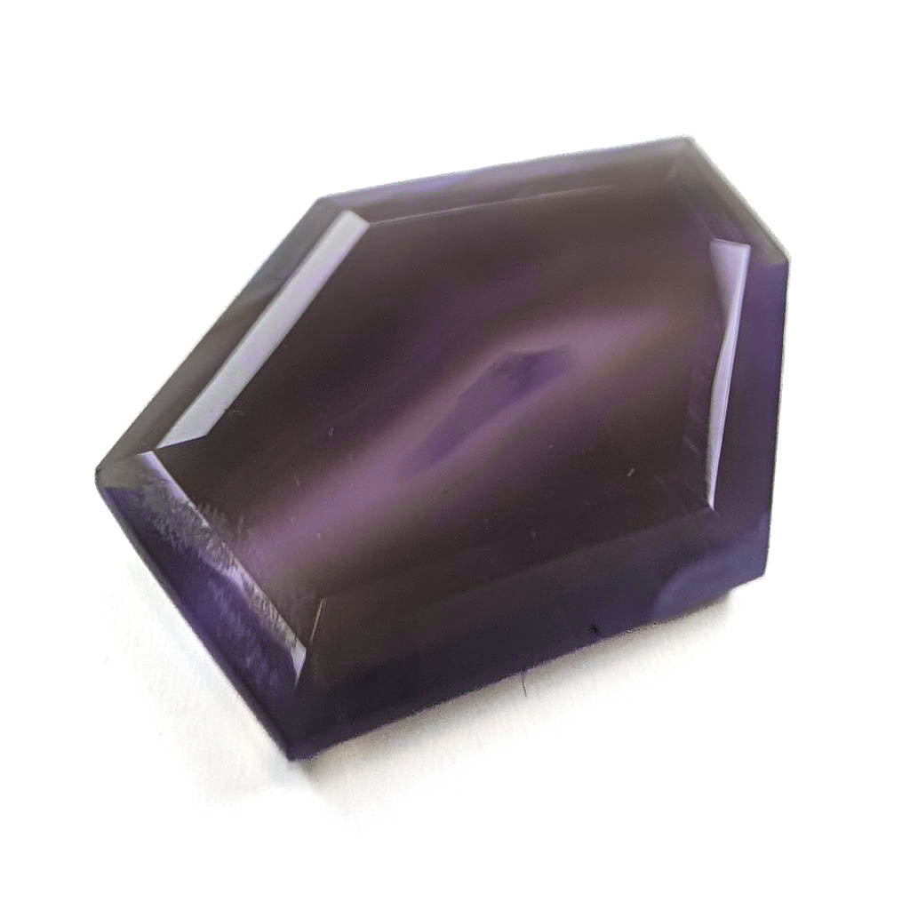 Holly Blue agate faceted freeform step tablet cut gemstone, 12.79ct, from Holley, Oregon, view 5 of 10