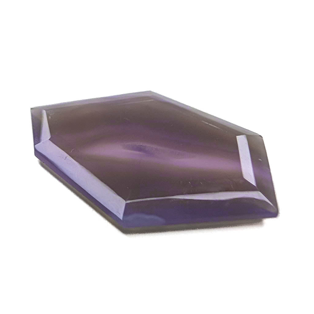 Holly Blue agate faceted freeform step tablet cut gemstone, 12.79ct, from Holley, Oregon, view 7 of 10