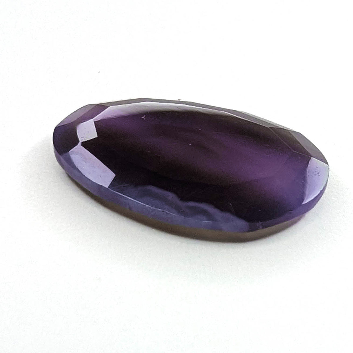 Holly Blue agate faceted egg step tablet cut gemstone, 14.08ct, from Holley, Oregon, view 4 of 9