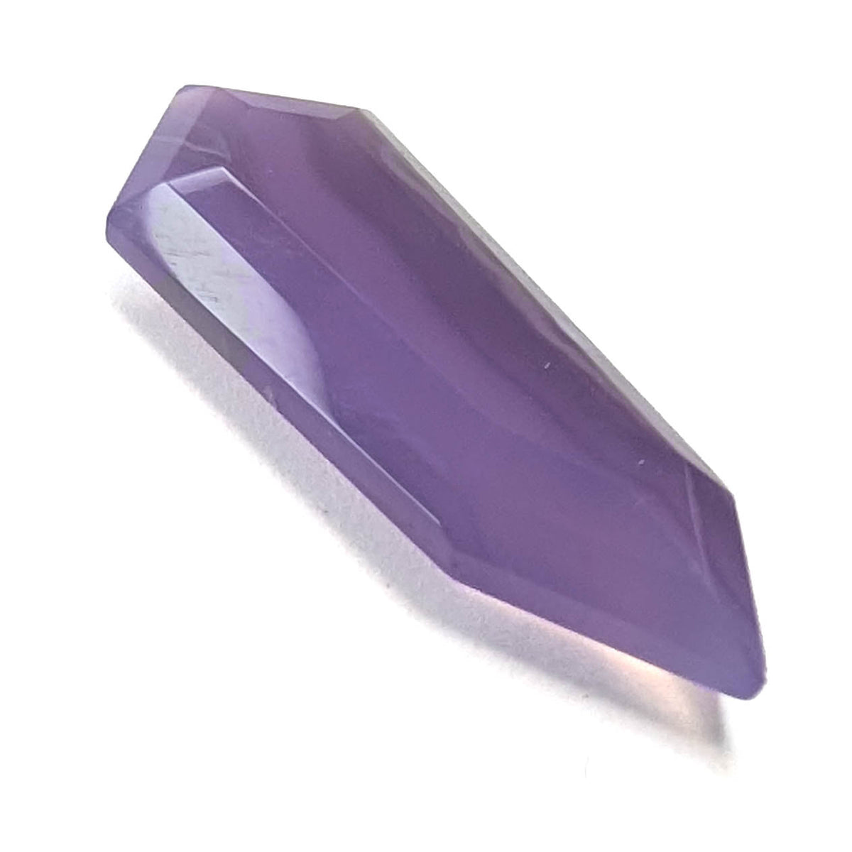 Holly Blue agate faceted freeform step tablet cut gemstone, 6.18ct, from Holley, Oregon, view 3 of 8