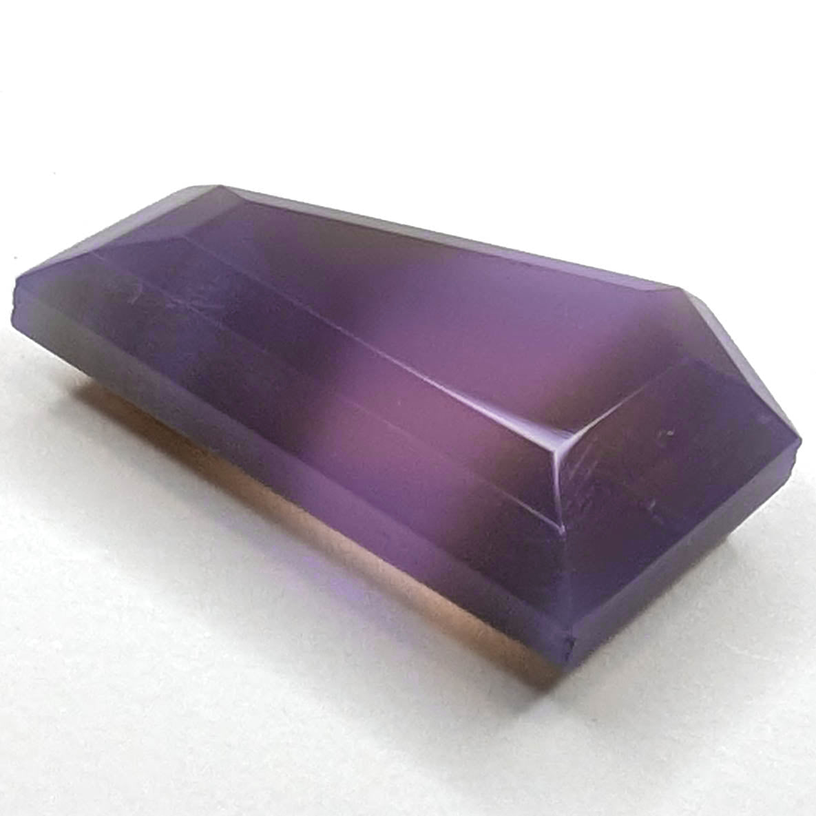 Holly Blue agate faceted freeform step tablet cut gemstone, 7.35ct, from Holley, Oregon, view 3 of 10