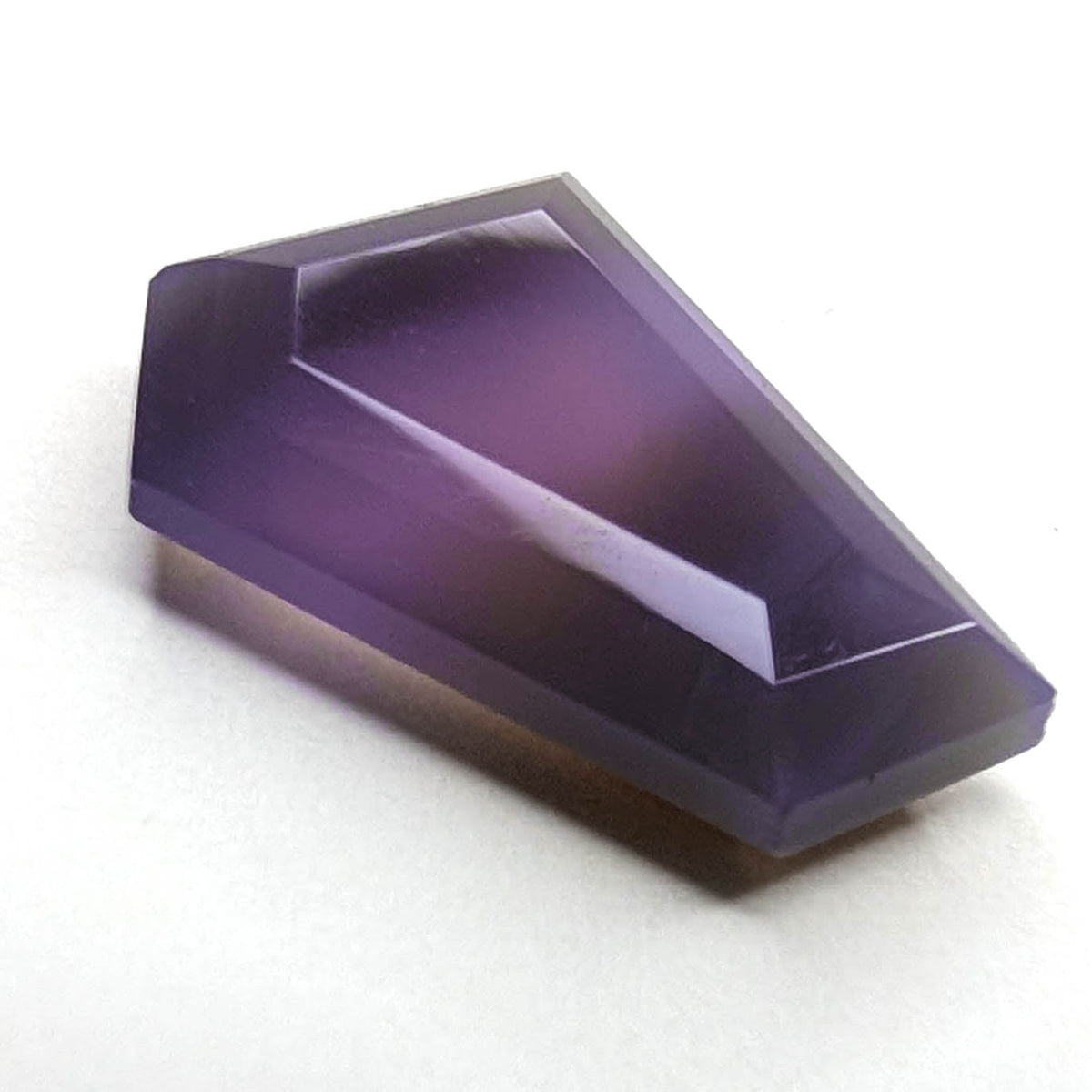 Holly Blue agate faceted freeform step tablet cut gemstone, 7.35ct, from Holley, Oregon, view 5 of 10