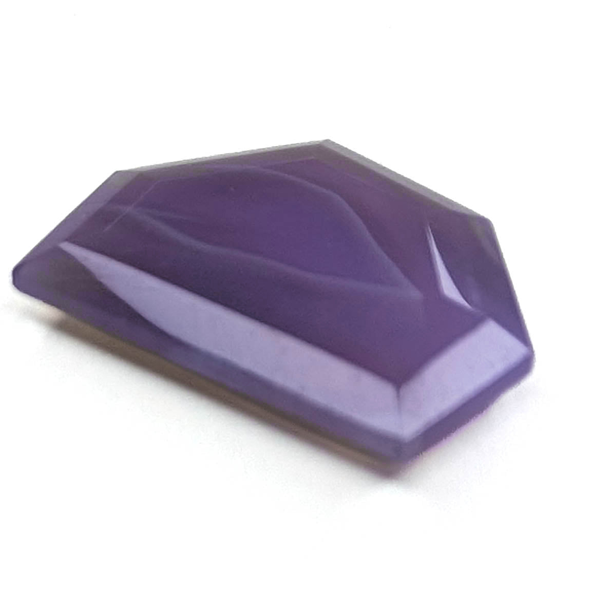 Holly Blue agate faceted freeform step tablet cut gemstone, 8.49ct, from Holley, Oregon, view 3 of 11