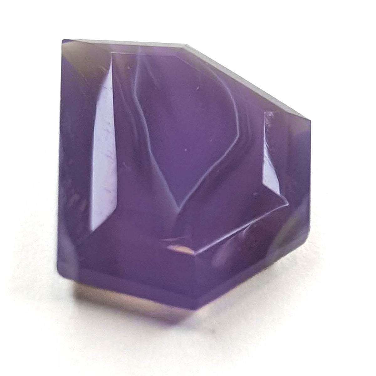 Holly Blue agate faceted freeform step tablet cut gemstone, 8.49ct, from Holley, Oregon, view 5 of 11