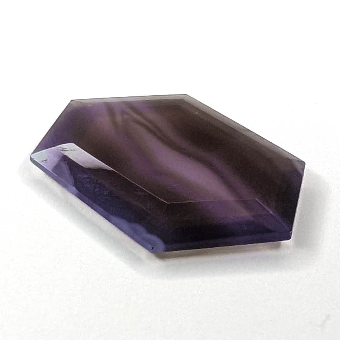 Holly Blue agate faceted freeform step tablet cut gemstone, 8.99ct, from Holley, Oregon, view 1 of 6