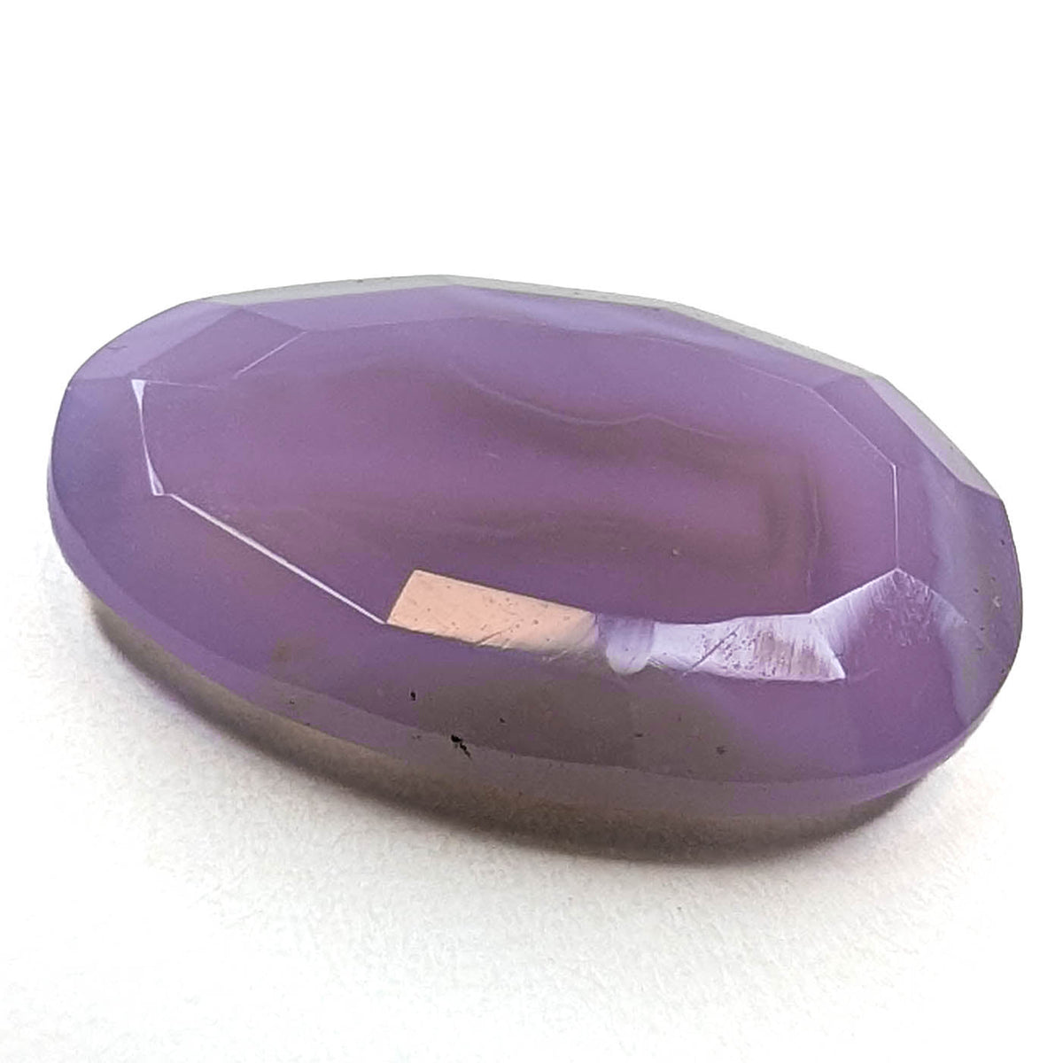 Holly Blue agate faceted egg step tablet cut gemstone, 6.32ct, from Holley, Oregon, view 5 of 10