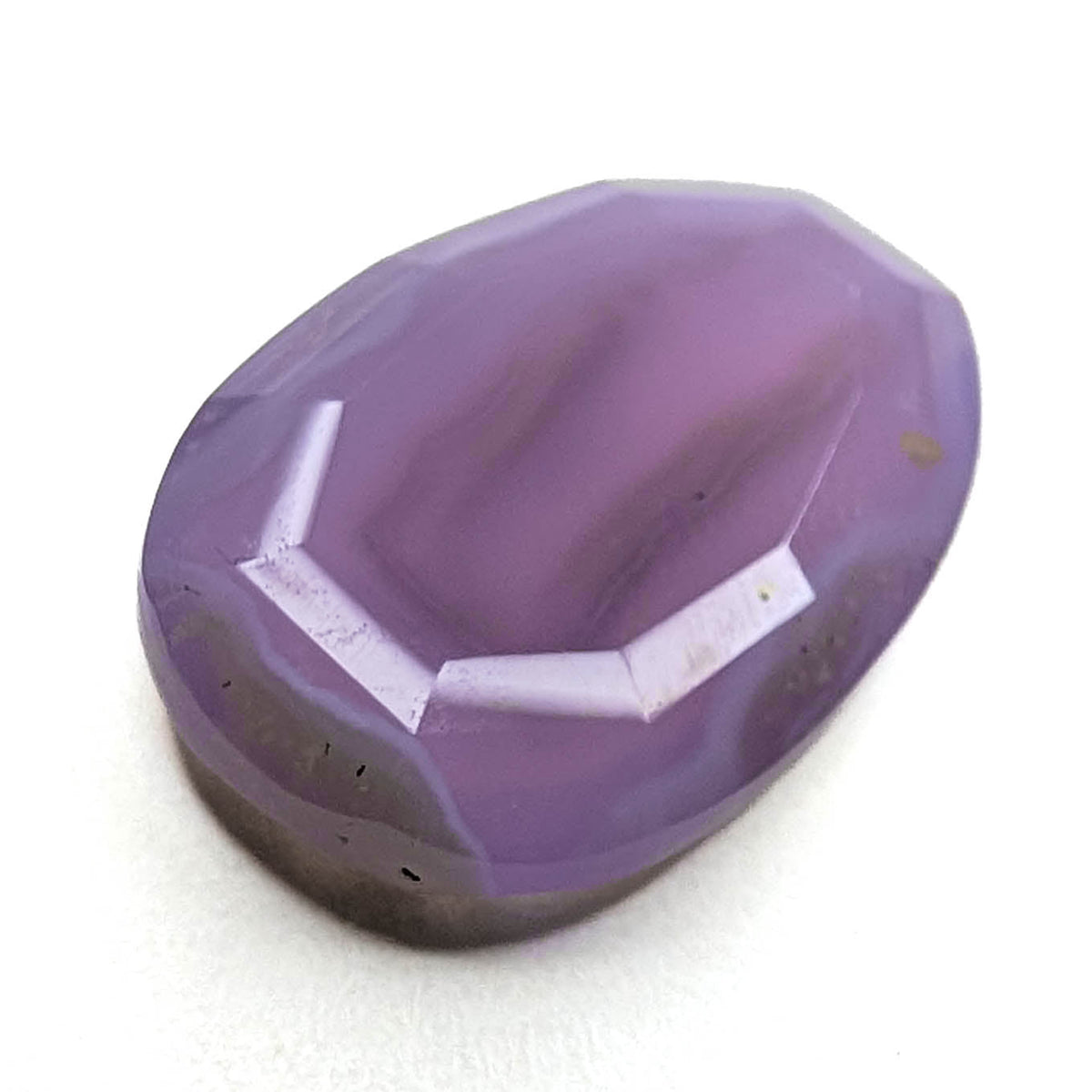 Holly Blue agate faceted egg step tablet cut gemstone, 6.32ct, from Holley, Oregon, view 7 of 10