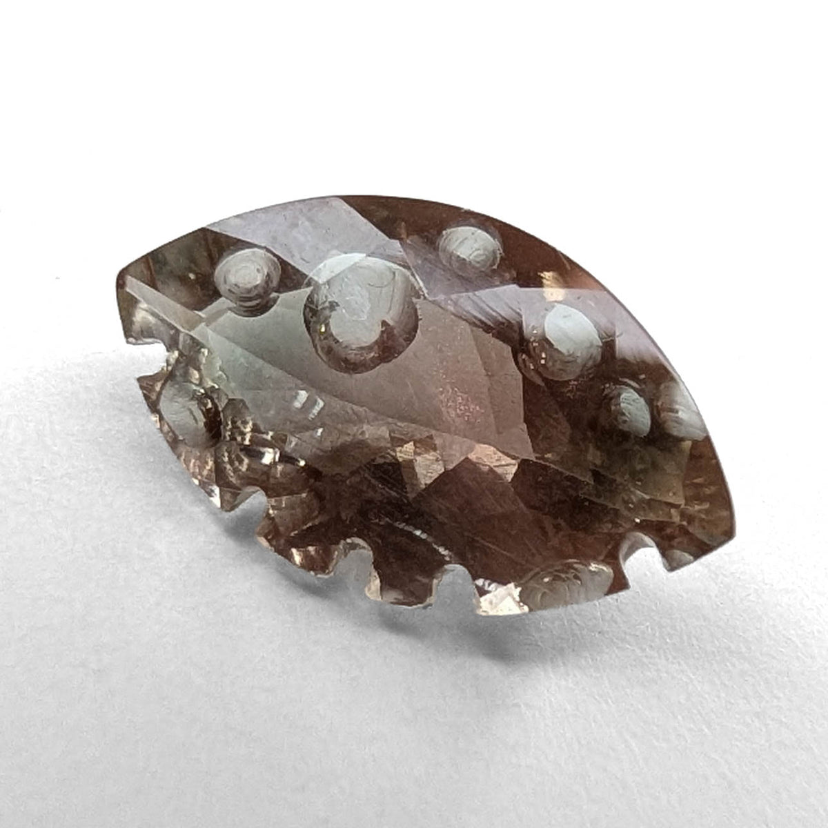 Oregon sunstone faceted marquise fantasy cut gemstone, 3.28ct, view 1 of 11