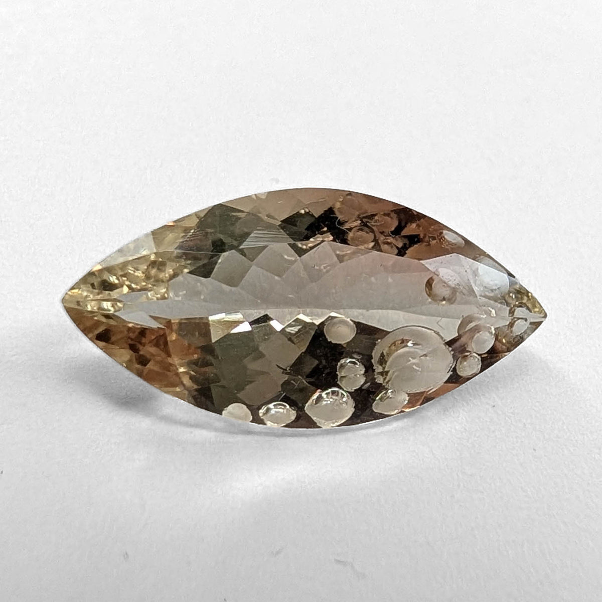 Oregon sunstone faceted marquise fantasy cut gemstone, 6.20ct, view 1 of 8