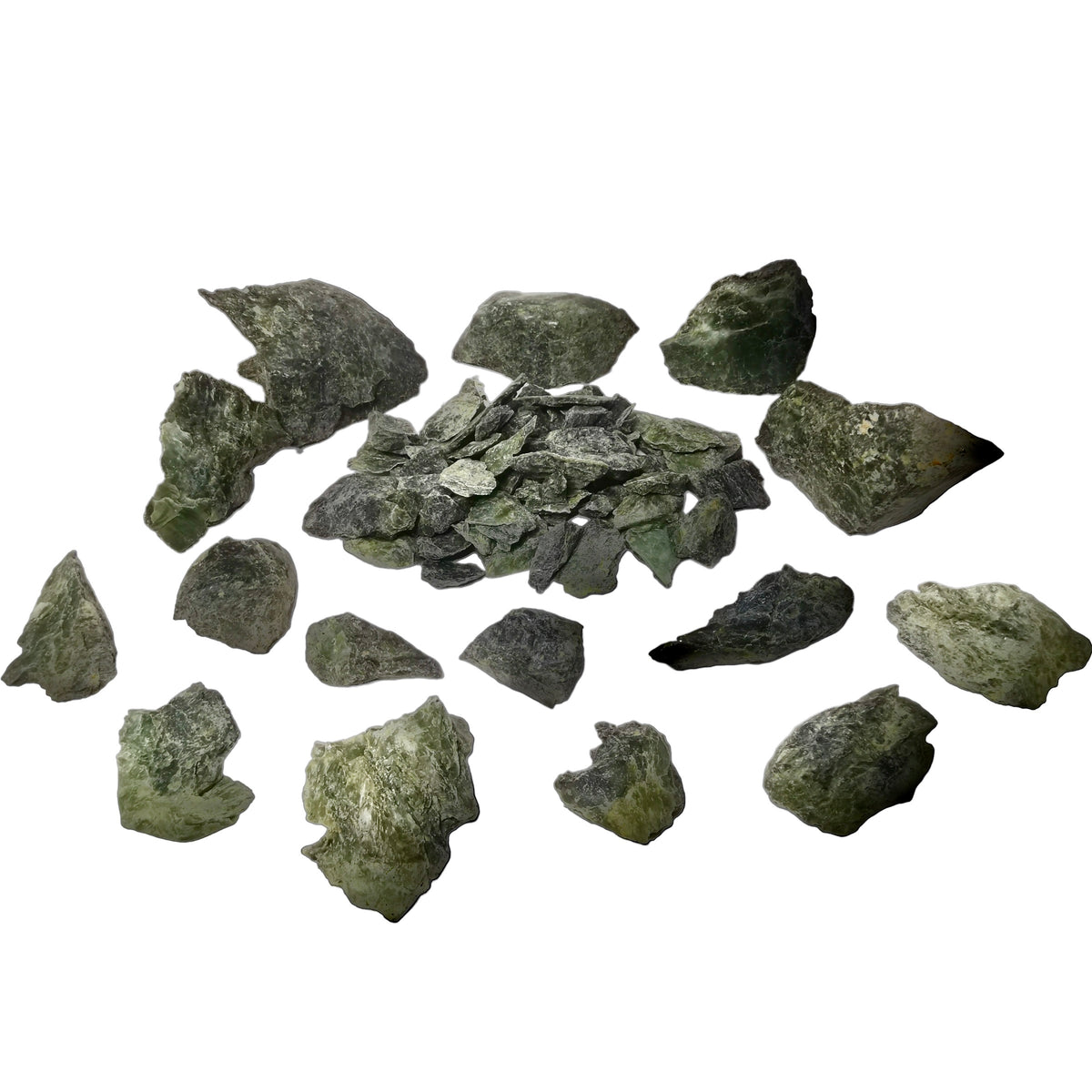 Serpentine specimen from Gold Bridge, BC – group of small pieces