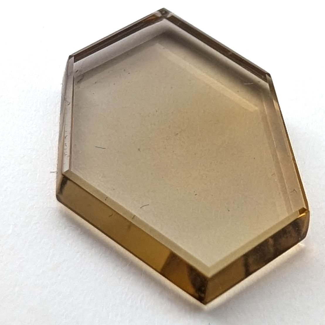 Smoky citrine faceted freeform flatback step cut gemstone, 5.35ct, from Brazil, view 1 of 8