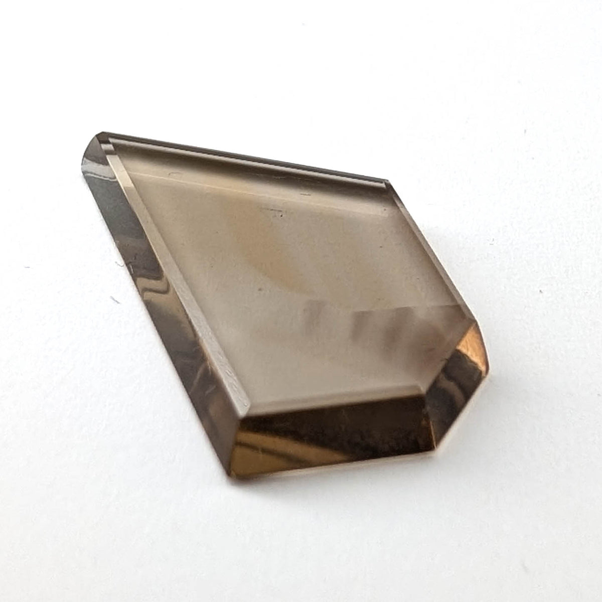Smoky Quartz faceted freeform flatback step cut gemstone, 10.51ct, from Minas Gerais, Brazil, view 1 of 6