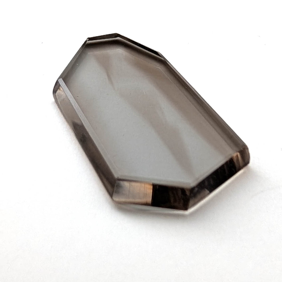 Smoky Quartz faceted freeform flatback step cut gemstone, 9.03ct, from Minas Gerais, Brazil, view 3 of 10
