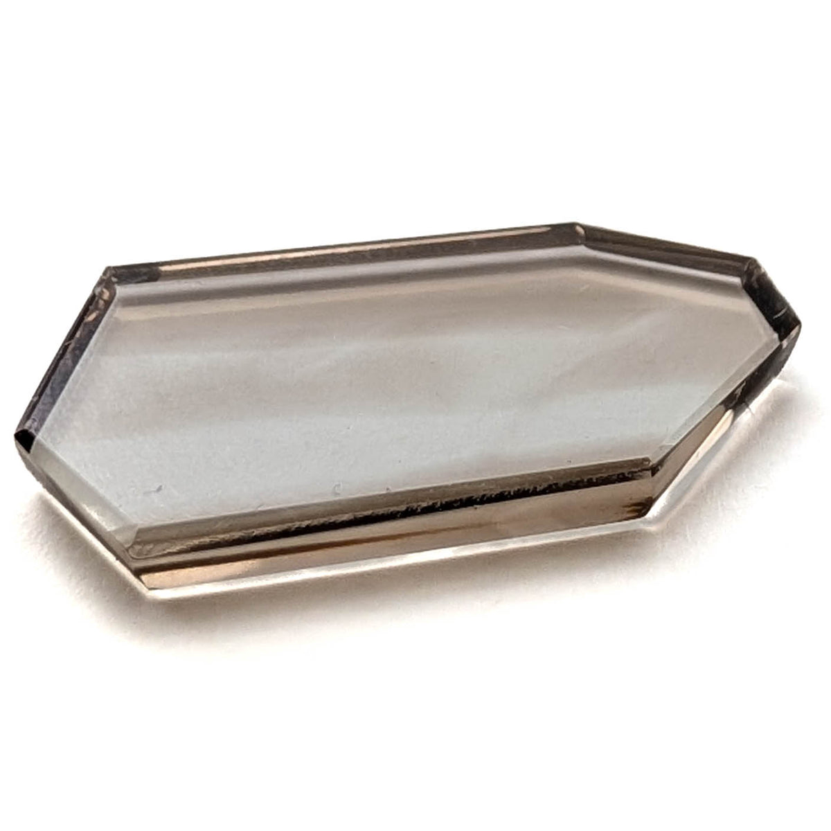 Smoky Quartz faceted freeform flatback step cut gemstone, 9.03ct, from Minas Gerais, Brazil, view 7 of 10