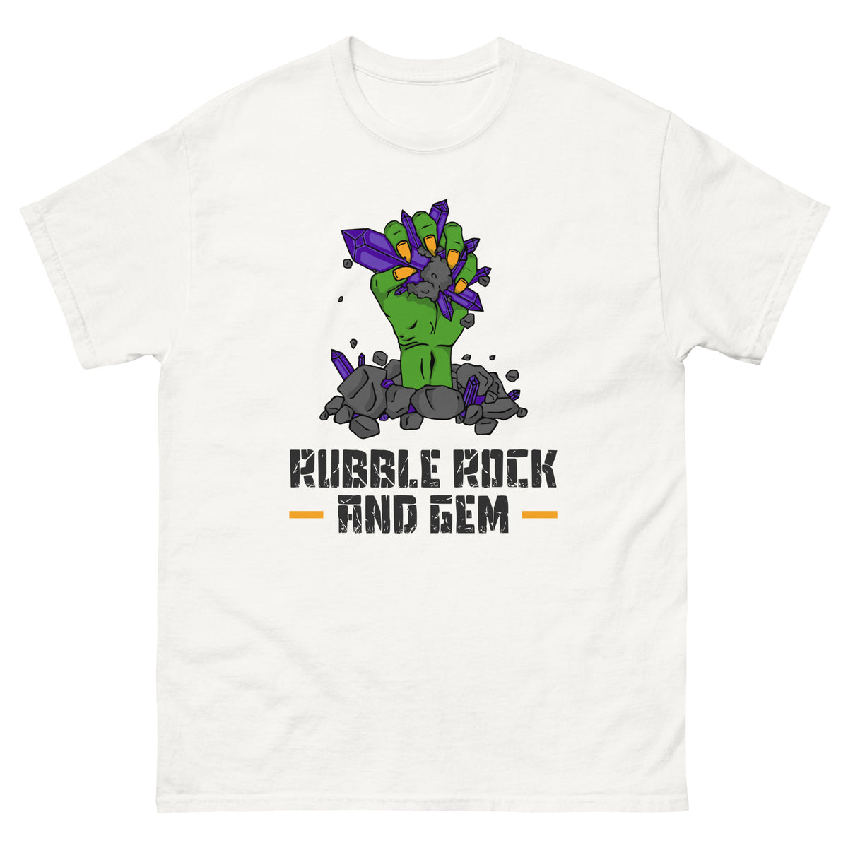 Rubble Rock and Gem classic logo tee – fourth front flat lay