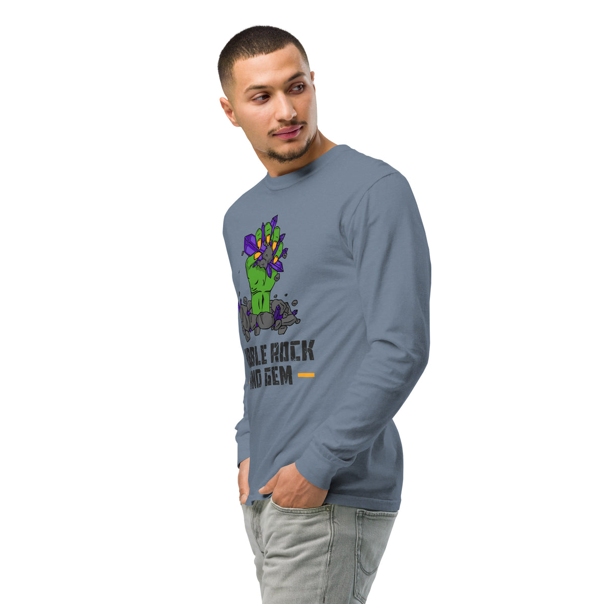 Garment dyed heavy weight long sleeve shirt with the classic logo.