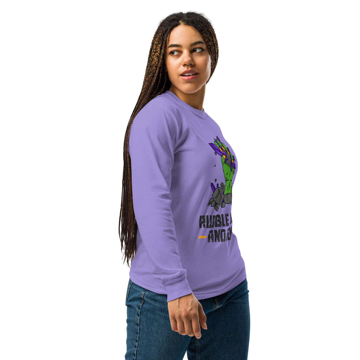 Garment dyed heavy weight long sleeve shirt with the classic logo.