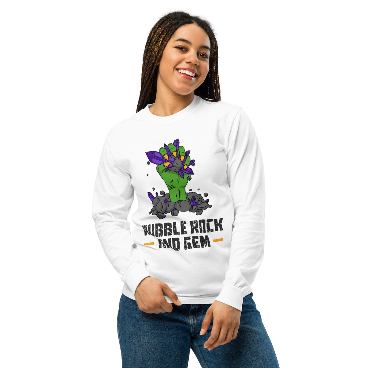 Garment dyed heavy weight long sleeve shirt with the classic logo.