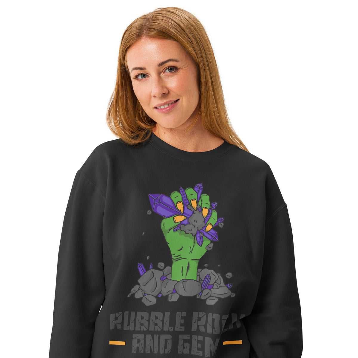 Unisex garment dyed fleece crewneck sweatshirt with the classic logo.