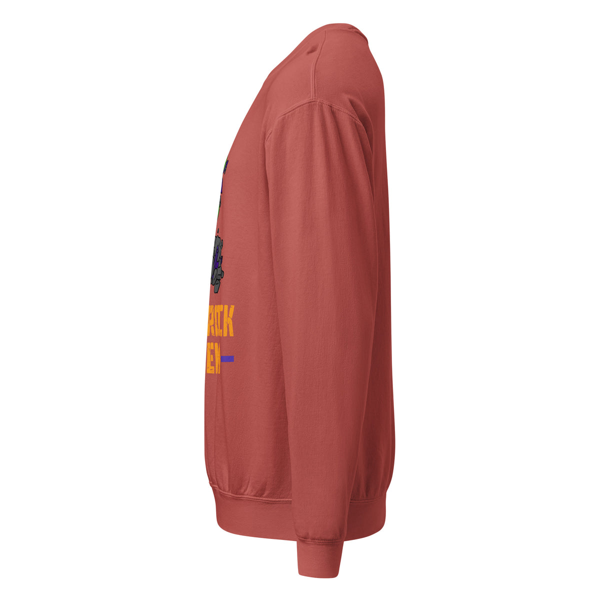 Unisex garment dyed fleece crewneck sweatshirt with the classic logo.