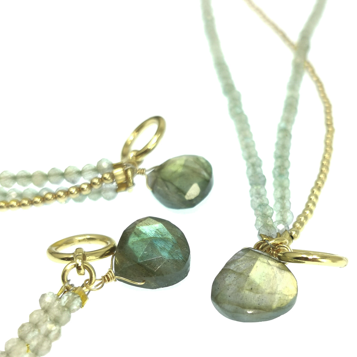 10kt Gold Plated Labradorite bracelet in 10kt gold-plated sterling silver.