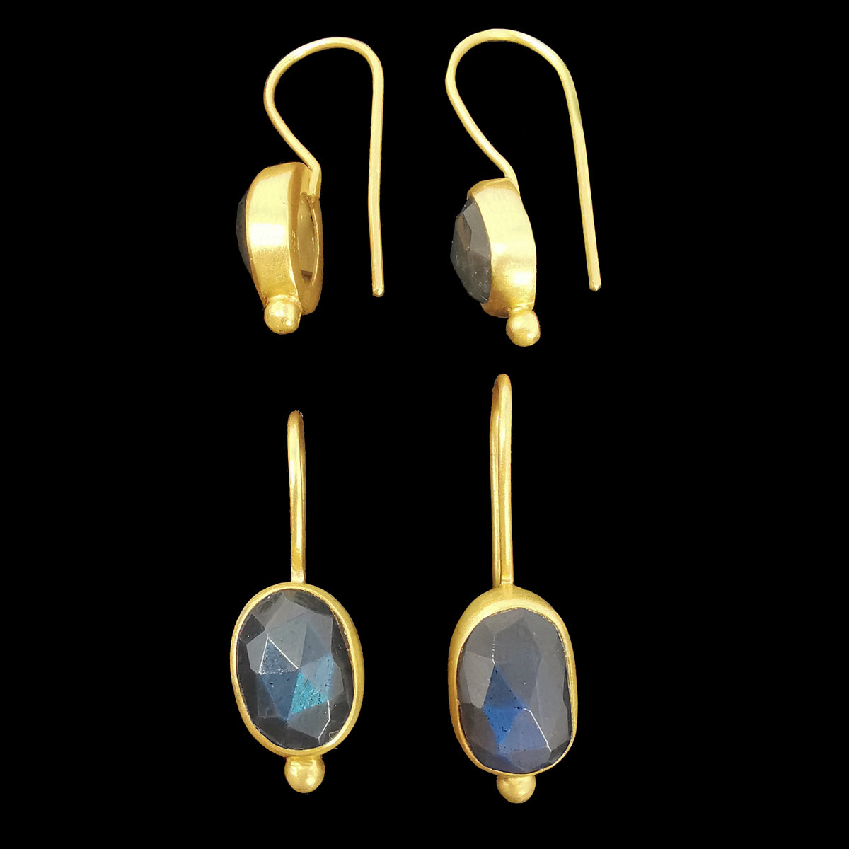 10kt Gold Plated Labradorite earrings in 10kt gold-plated sterling silver.