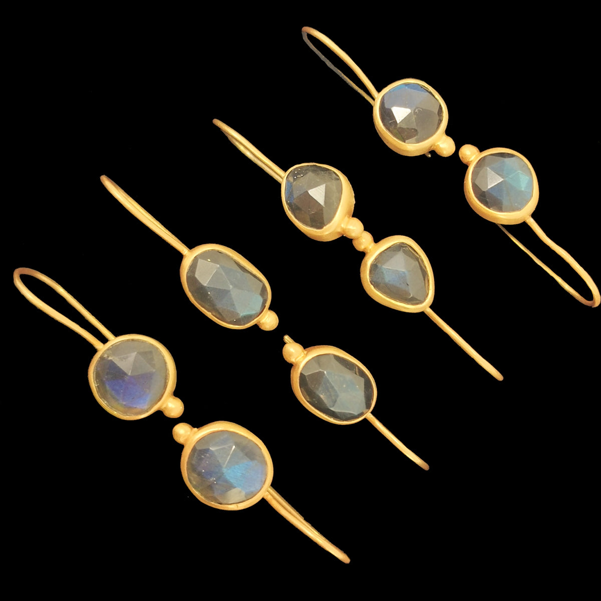 10kt Gold Plated Labradorite earrings in 10kt gold-plated sterling silver.