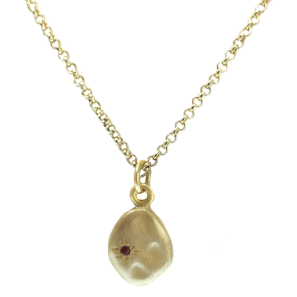 10kt Gold Plated Nugget pendant in 10kt gold-plated sterling silver with Red Garnet.