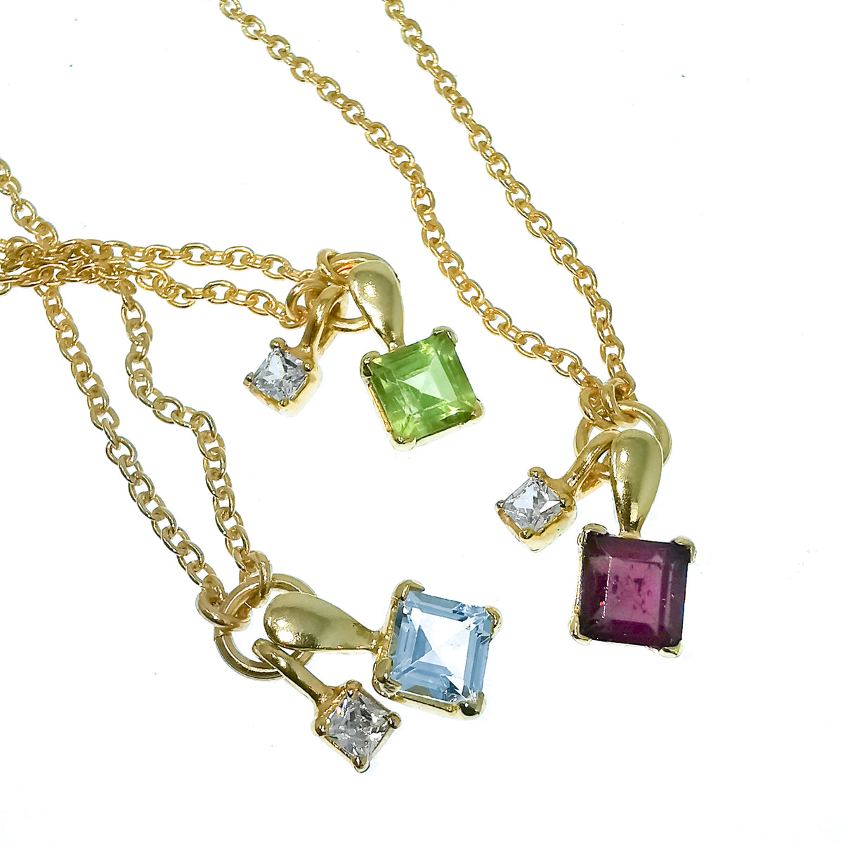 10kt Gold Plated Princess Cut pendant in 10kt gold-plated sterling silver.