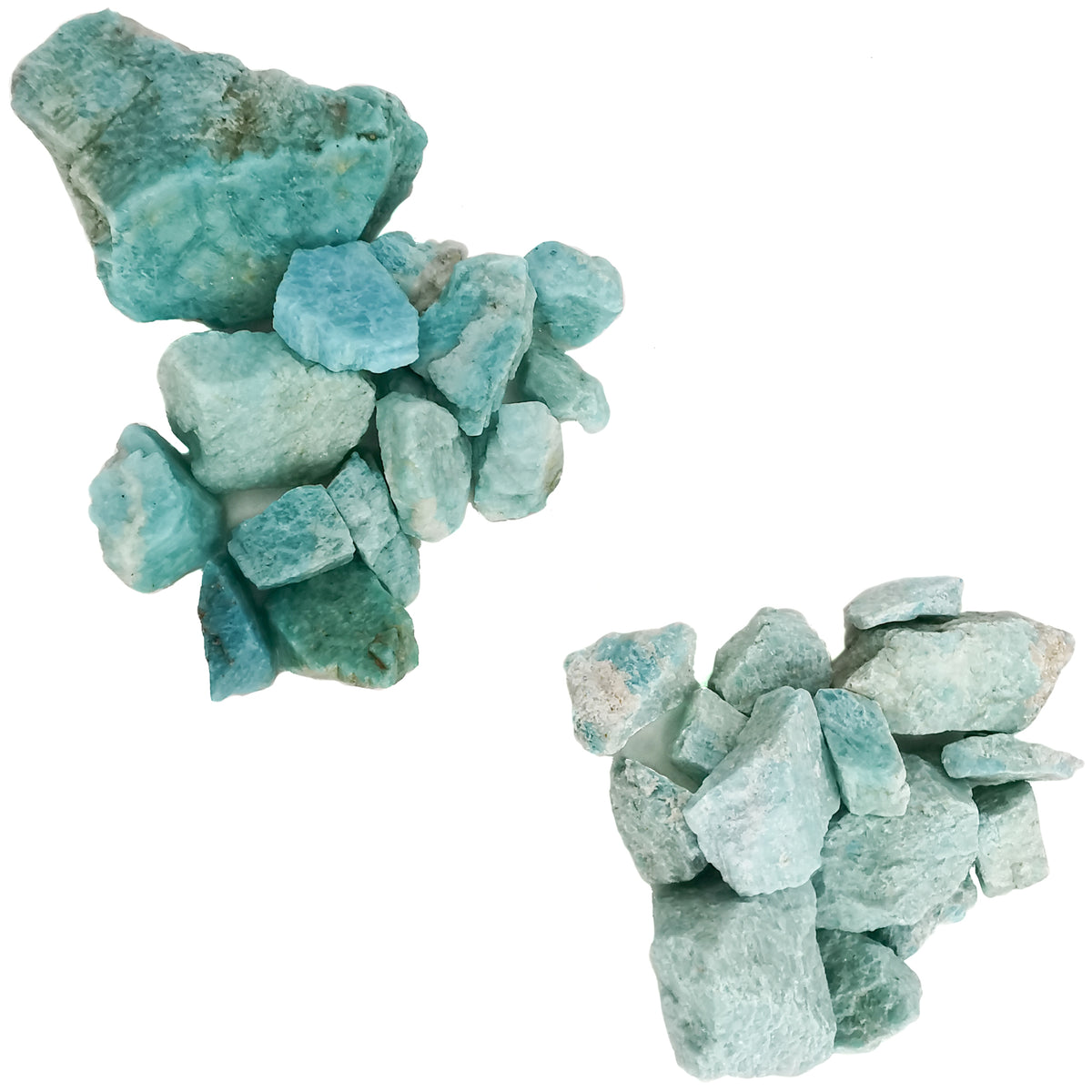 Amazonite rough, a variety of microcline feldspar, from Brazil.