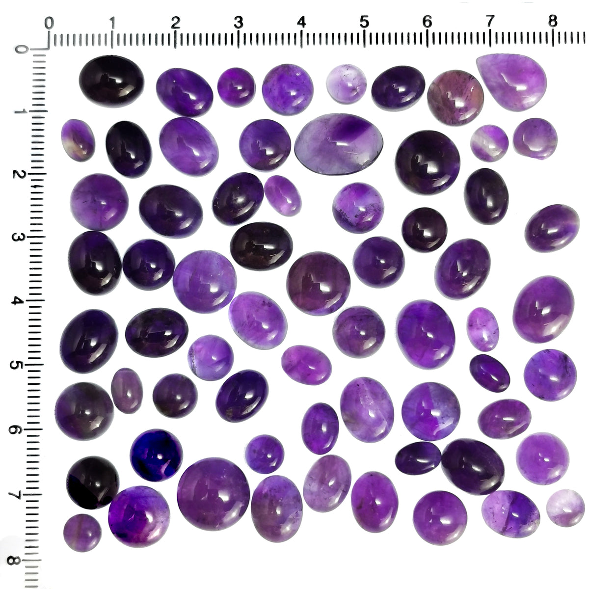 Amethyst cabochon, a variety of quartz, from Brazil.