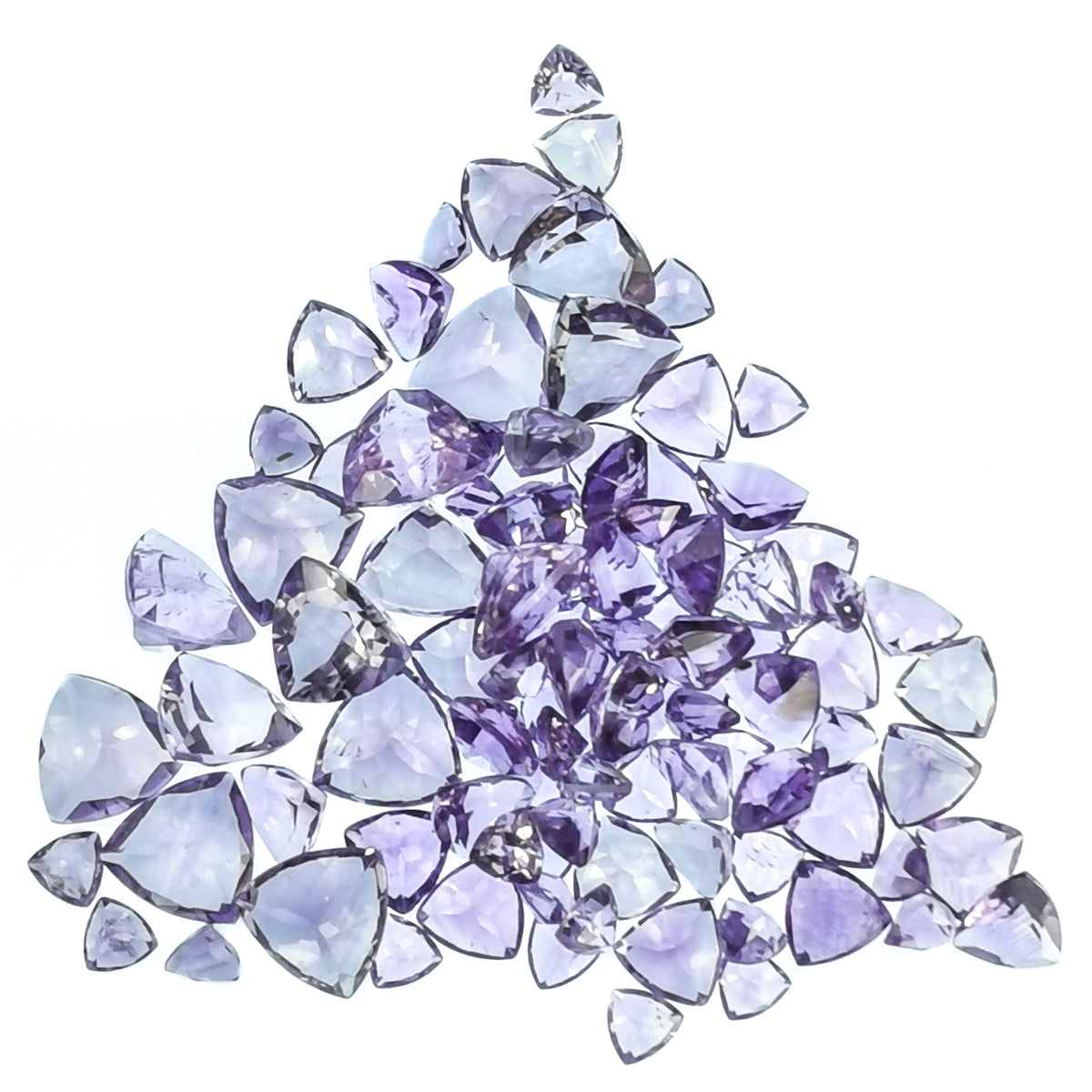 Amethyst trillion facets: pile of trillions