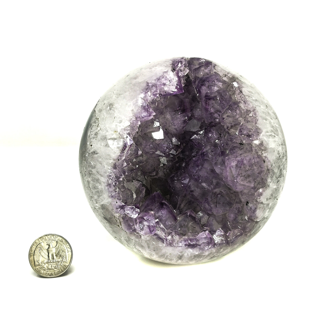 Amethyst Crystal sphere specimen, a variety of quartz, from Brazil.