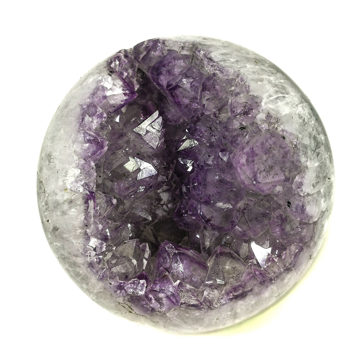 Amethyst Crystal sphere specimen, a variety of quartz, from Brazil.